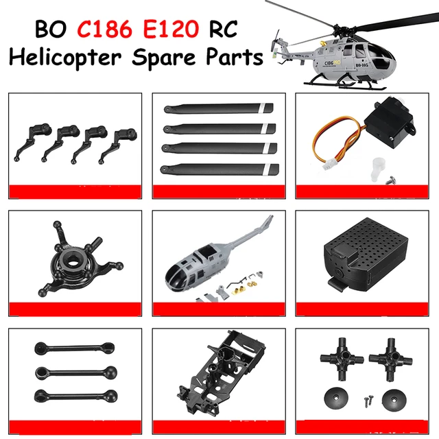 BO-105 C186 RC pièces de rechange d'hélicoptère, moteur d'hélice, tête de  rotor, arbre