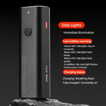 ROCKBROS Bike Light Waterproof Type-C Rechargeable Bicycle Headlight 200M Range Flashlight With Tail light Cycling Accessory 5