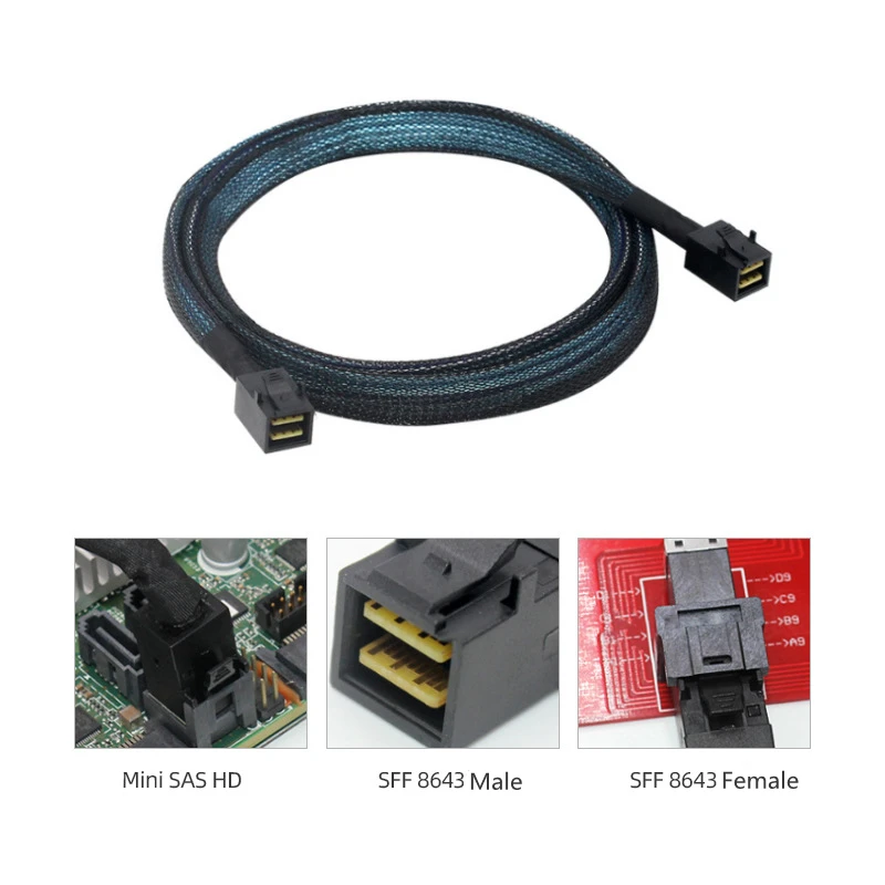 Nku Internal Mini SAS High Density Data Cable 36Pin SFF-8643 To SFF 8643 Server Host Disk Raid Cable for Computer Backplane Part mini sas sff 8088 26p to 8643 mini sas 36p hd server cable