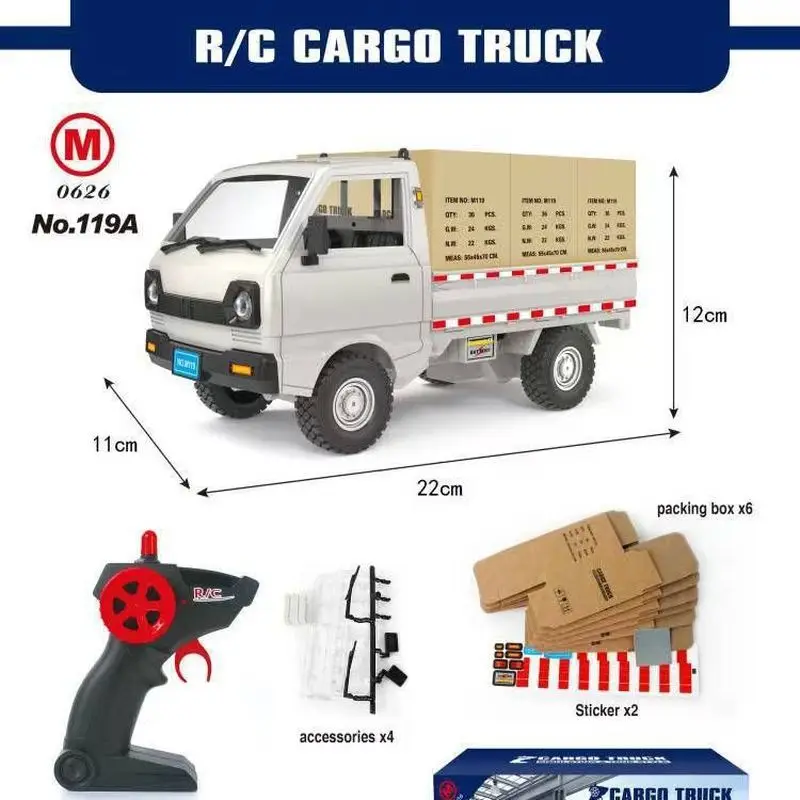 1:10/1:16 Wpl D12 Rc Car Simulation Drift Climbing Truck Led Light Cargo Rc Electric Toys Remote Control Car Model Birthday Gift