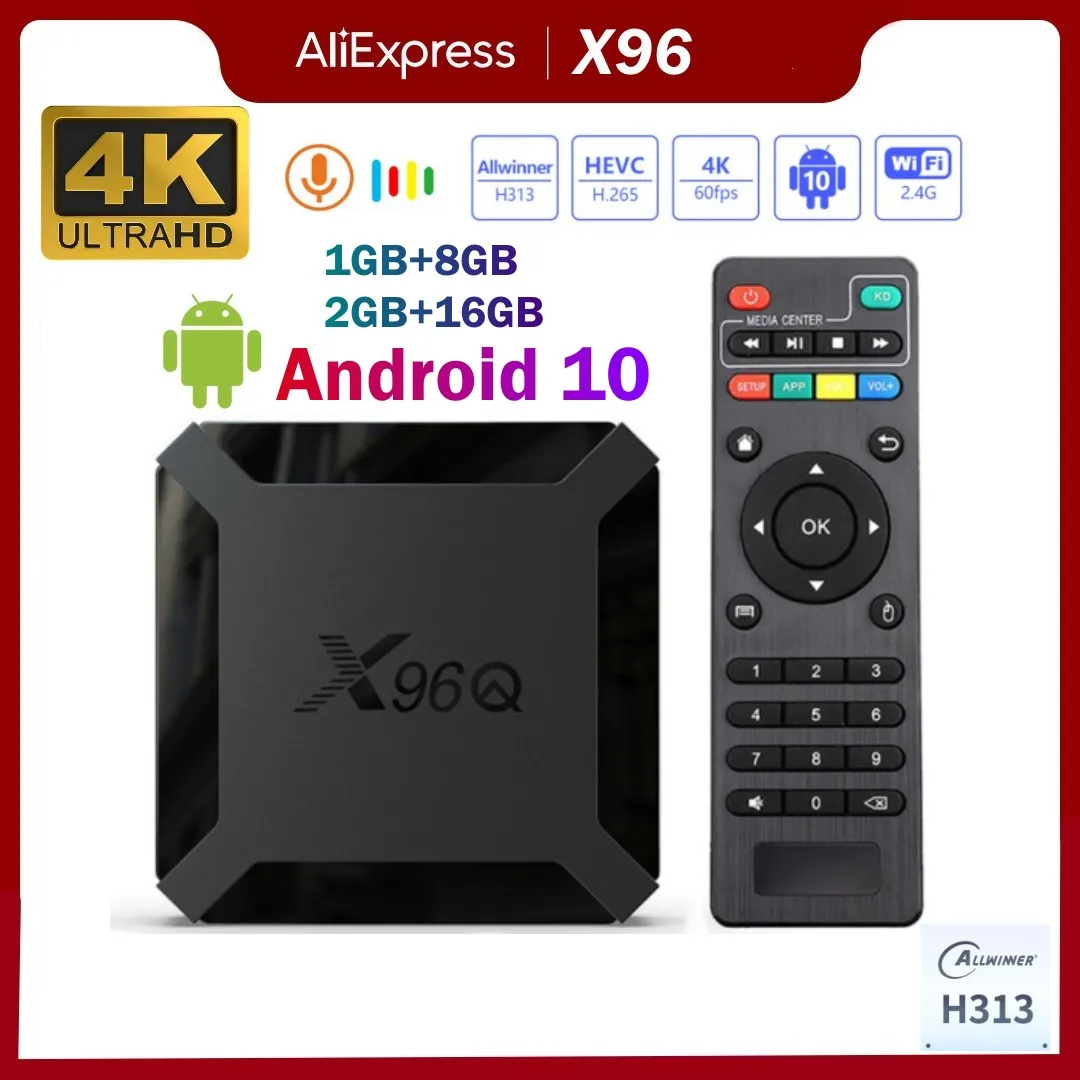 X96QTVBoxAndroid102GB16GBAllwinnerH313QuadCore4K60fpsSmart