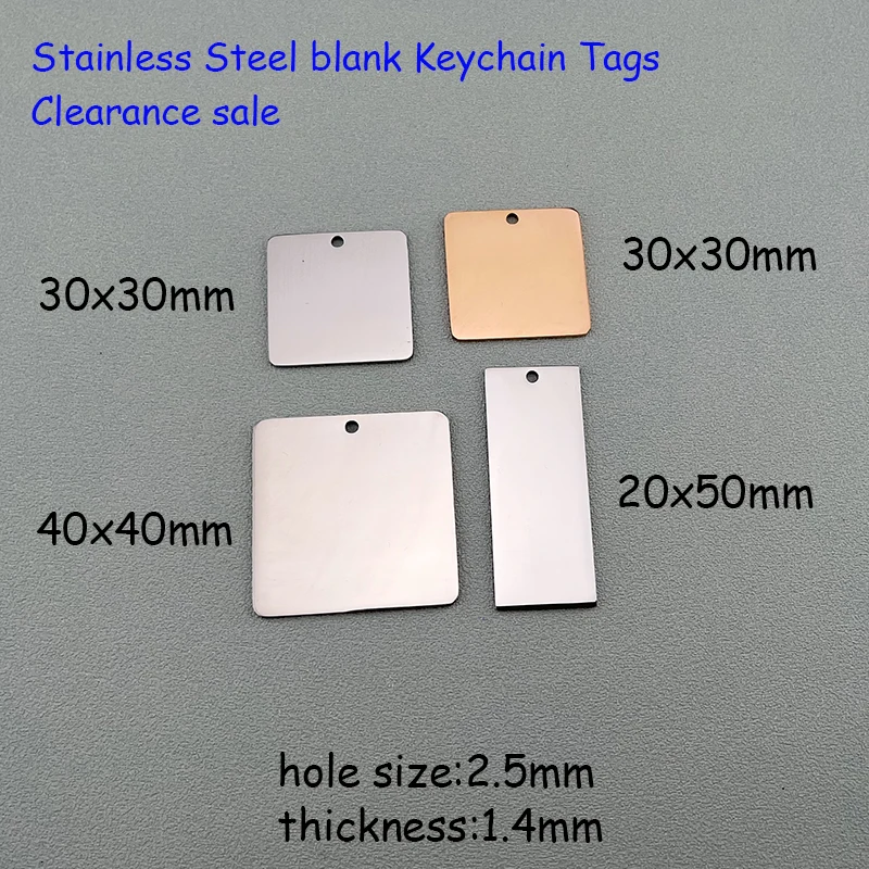 Clearance Sale  20pcs Blank Square Tags Rectangle Tags Stainless Steel Key Chain Tags 40x40mm 30x30mm 20x50mm square size 40x40mm 365nm uv pass filter glass zwb2