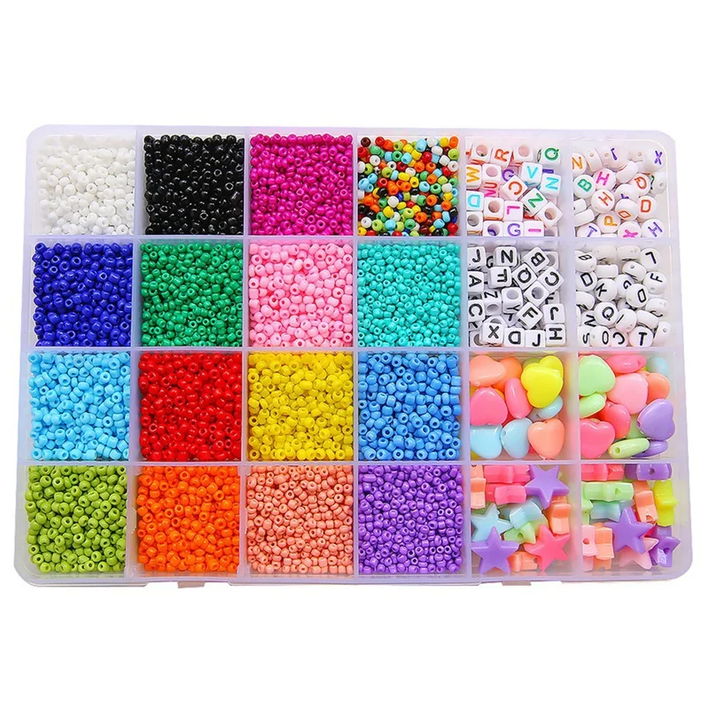 

Glass Seed Beads Box Set With Tools Alphabet Beads Pendant Making For Jewelry Making Bracelet Rings DIY Accessories Jewelry Kit