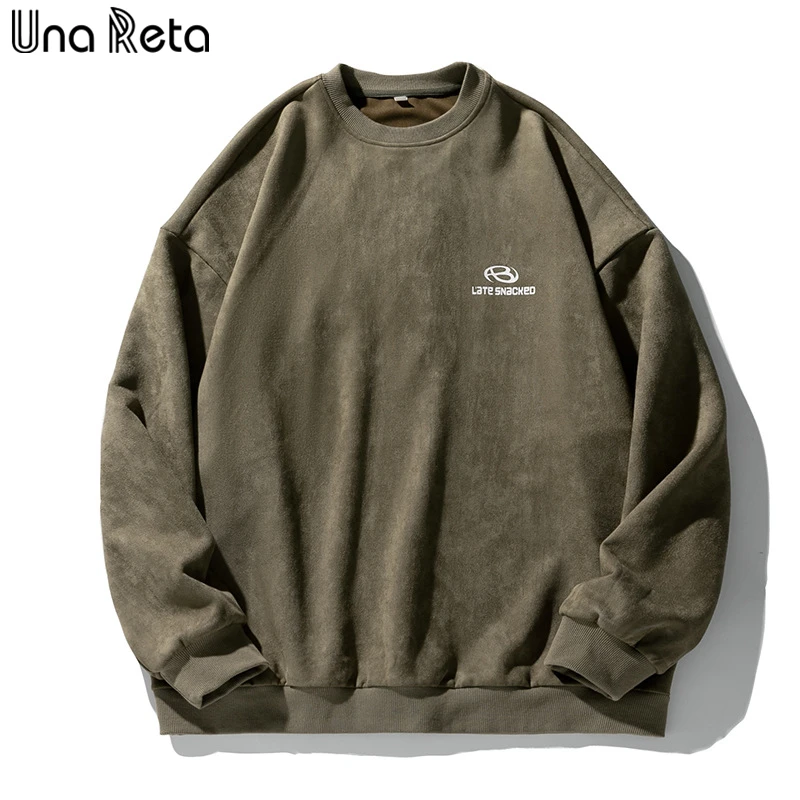 

Una Reta Suede Sweatshirt Men Streetwear Hip Hop Pullover Tops Tracksuit Harajuku Unisex Sweatshirts