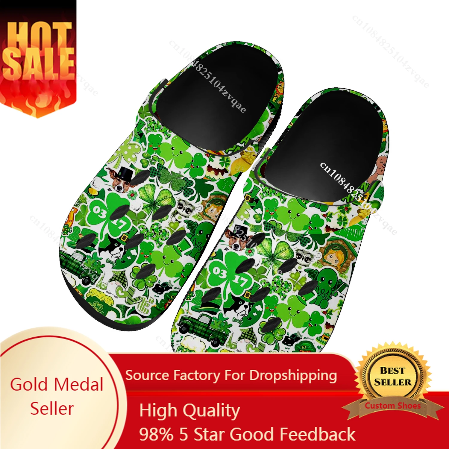 Lucky Shamrock Home Clogs Custom Water Shoes St Patricks Day Mens Womens Teenager Sandals Garden Clog Breathable Hole Slippers new girls children kids mules sport clogs crock cartoon sandals garden clog slippers cave hole baby shoes for girl eu24 29 30 35