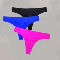 String en soie glacée pour femmes, sous-vêtements sans couture, couleurs acidulées, string taille basse, Lingerie féminine Tanga 1
