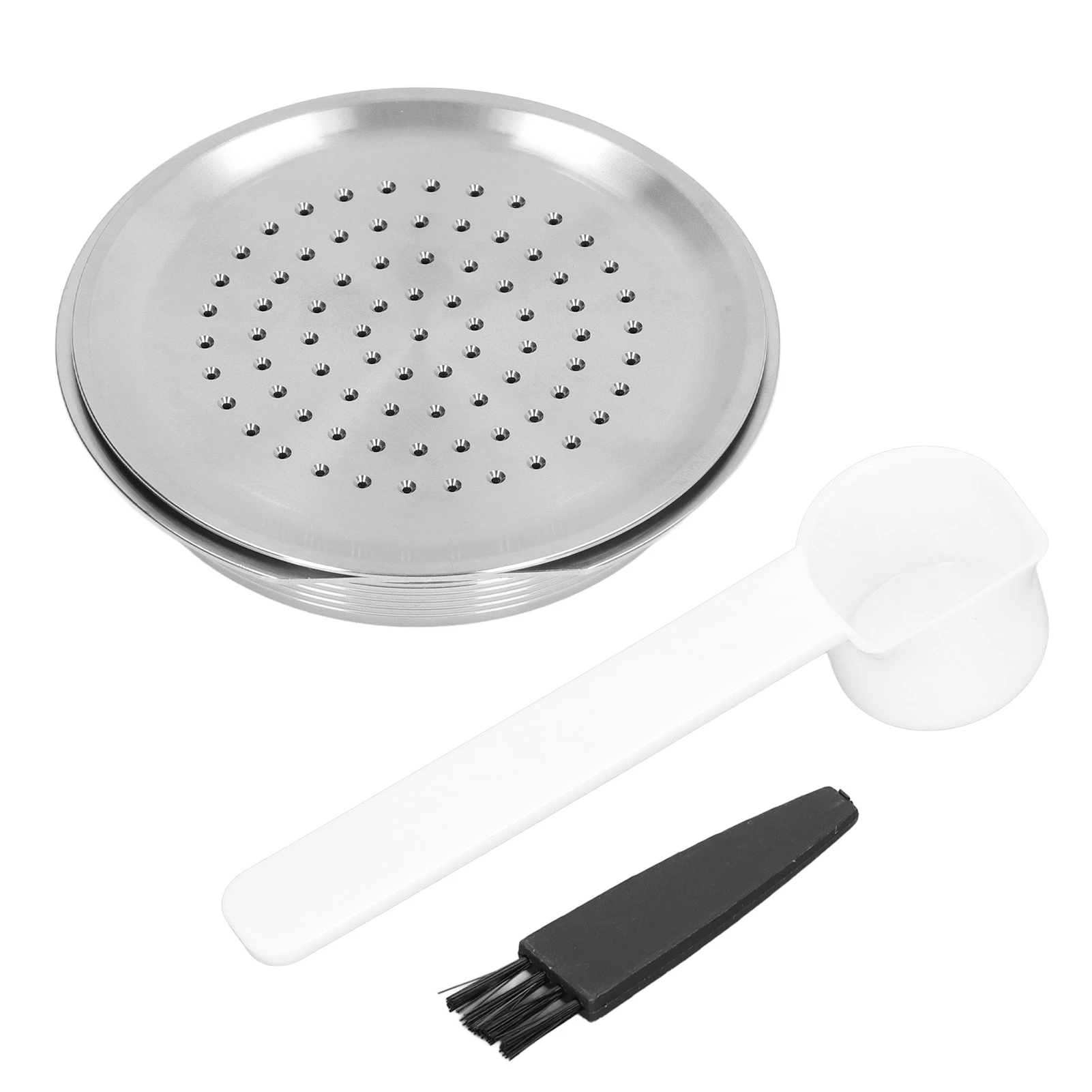 Refillable Coffee Pod Reusable Coffee Powder Capsule Stainless Steel with Brush Spoon for Senseo HD7801 HD6592
