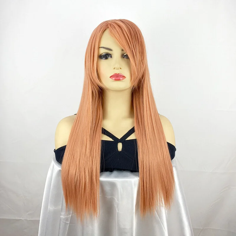 새로운 여성 가발 바다 파란색 머리 가발 긴 숙녀 스트레이트 가발 + 가발 모자