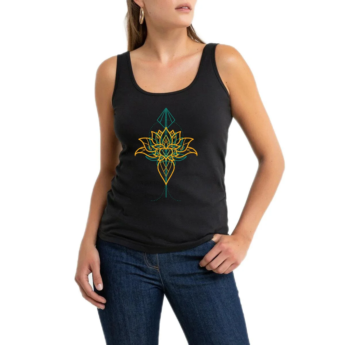 

Майка женская дышащая без рукавов, креативный дизайн лотоса, для йоги, спорта, тренировок, тренажерного зала, фитнеса