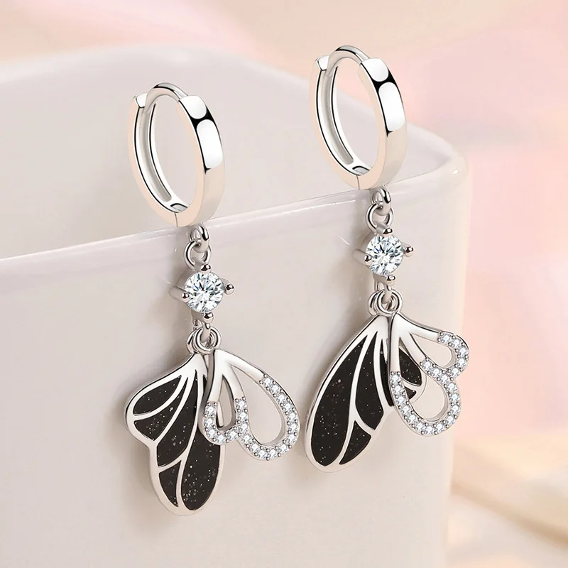 Long Earrings 925 Sterling Silver Bow Zircon Earrings Designed Engagement Jewelry Gift For Women Charm
