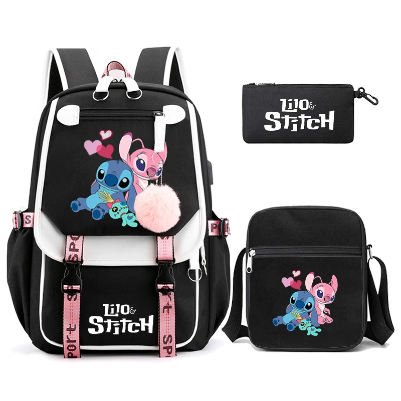 

3Pcs/set Lilo Stitch Backpack Cartoon Student Teenagers Bookbag Sport Rucksack for Girl Bagpack Laptop Teens Travel Schoolbag