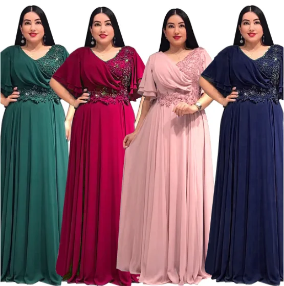 

Plus Size African Party Dresses for Women 2023 New Fashion Dashiki Ankara Lace Wedding Gowns Elegant Turkey Muslim Maxi Dress