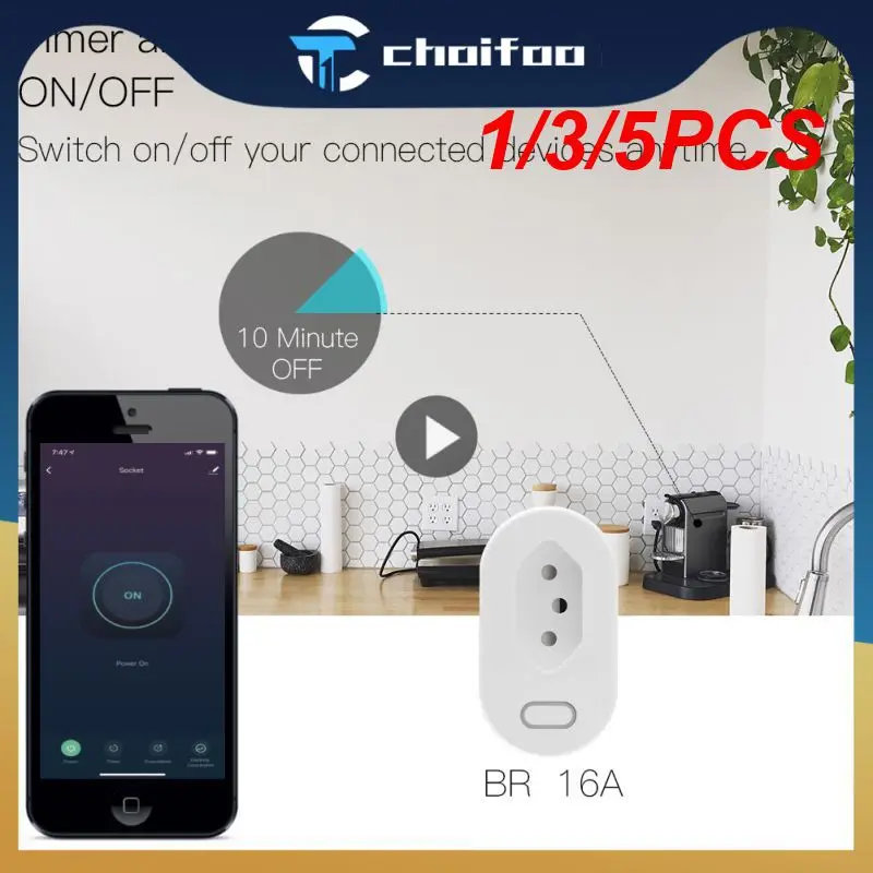 

1/3/5PCS Tuya 16A/10A Brazil Standard Smart Plug with Power Monitor, Smart Life APP WiFi Smart Socket Works for Home,