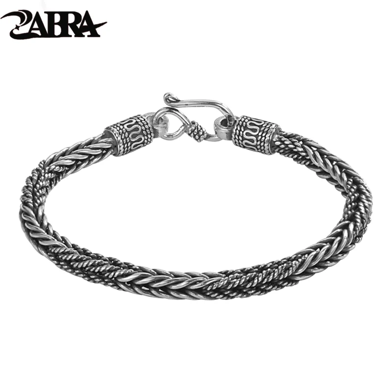 

ZABRA S925 Silver Woven Bracelet for Men's Trendy Brand Retro Thai Silver Luxury and Unique Handicraft