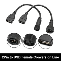 Connecteur de panneau de lumière solaire USB femelle à 2 broches, fil extérieur, adaptateur mâle femelle à 2 cœurs, ligne de Conversion étanche de Projection 1