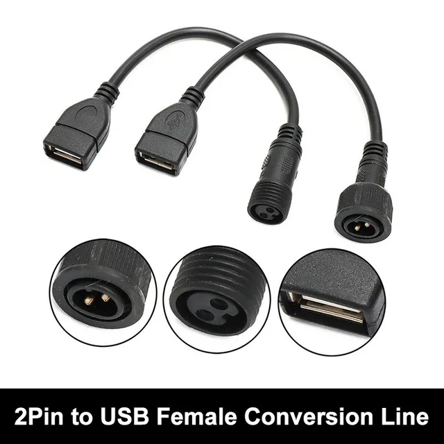 Connecteur de panneau de lumière solaire USB femelle à 2 broches, fil extérieur, adaptateur mâle femelle à 2 cœurs, ligne de Conversion étanche de Projection 1
