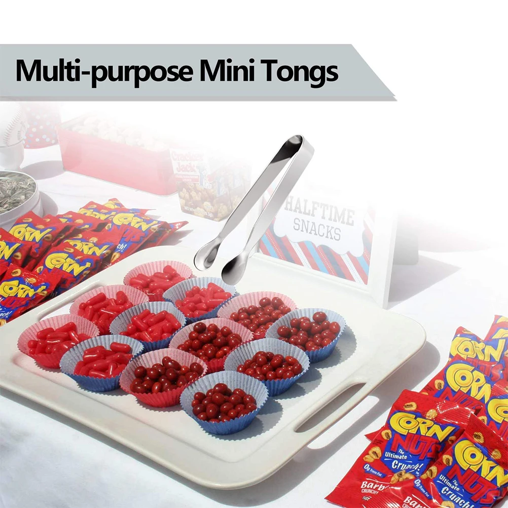 6PCS Ice Cube Tongs Mini Serving Tongs Stainless Steel Ice Clamp Kitchen for Appetizers Sugar Cube