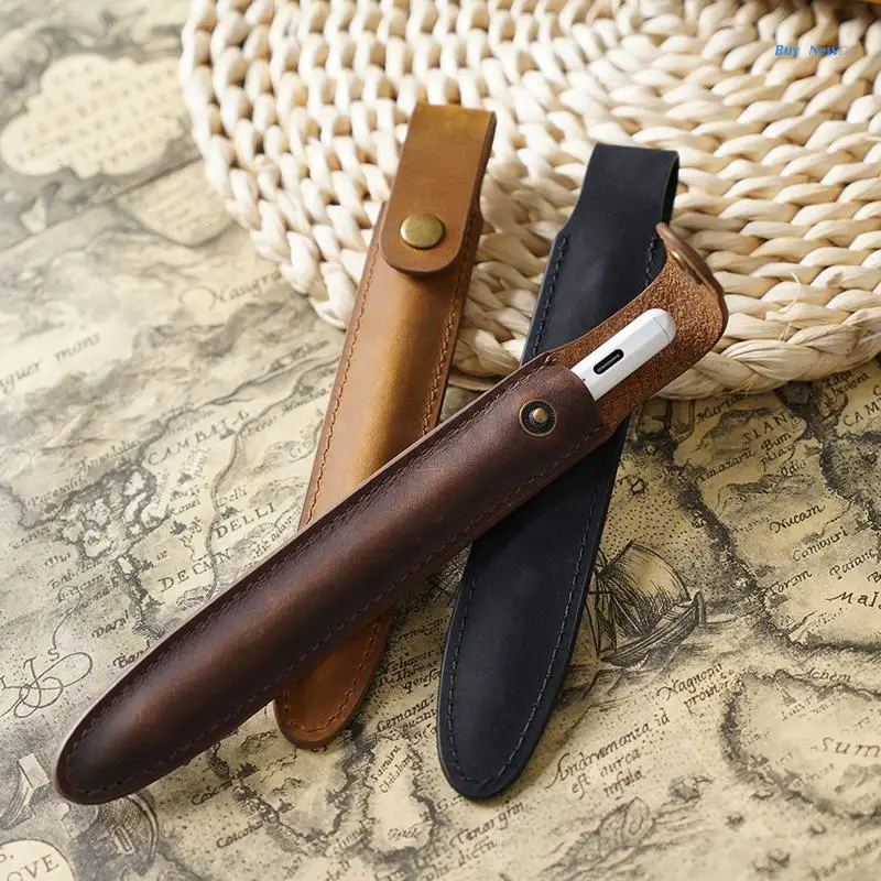 20CE Vintage Leather iPencil 2nd Gen Bag Holder Tablet Touch Pen Pouch Protective Sleeve Cover Anti-scratch for Office School