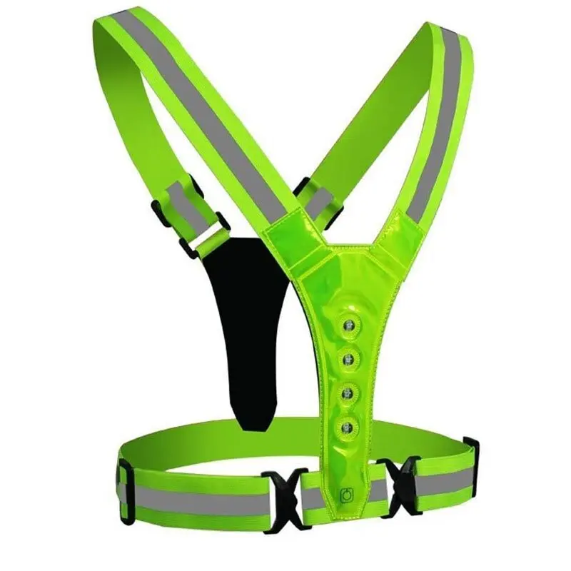 LED Reflective Safety Vest With USB Charging | Adjustable Warning Vest For Night Running & Cycling