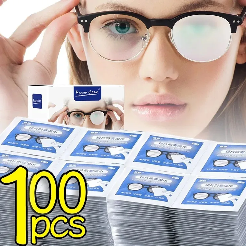 10/100Pcs Lens Cleaning Wet Paper Disposable Glasses Anti Fog Misting Dust Remover Wipes Sunglasses Phone Screen Cleaner glasses cleaning wipes
