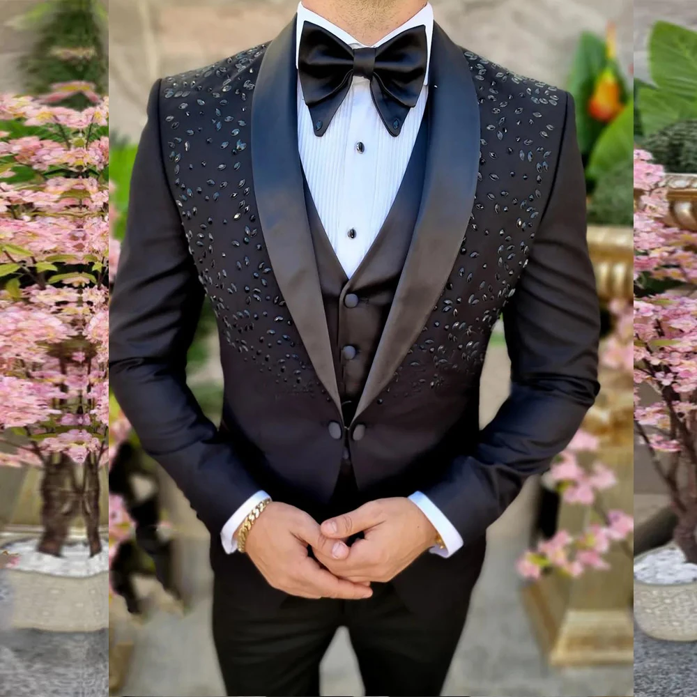 Blazer Suit For Men 3 Piece Outfit Set Suits Pants Mens Clothing Party Wedding Tuxedo Jackets vest designer clothes Black coats