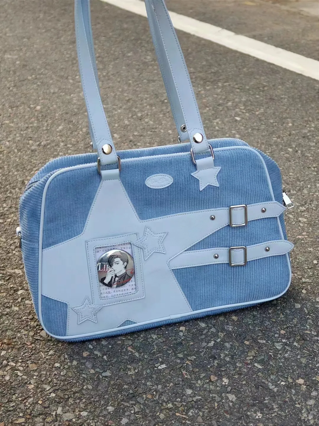 JIAERDI Japanese Corduroy Black Handbag Women College Style Transparent Ita Bag Handbag Ladies Large Capacity Pain Bag Aesthetic