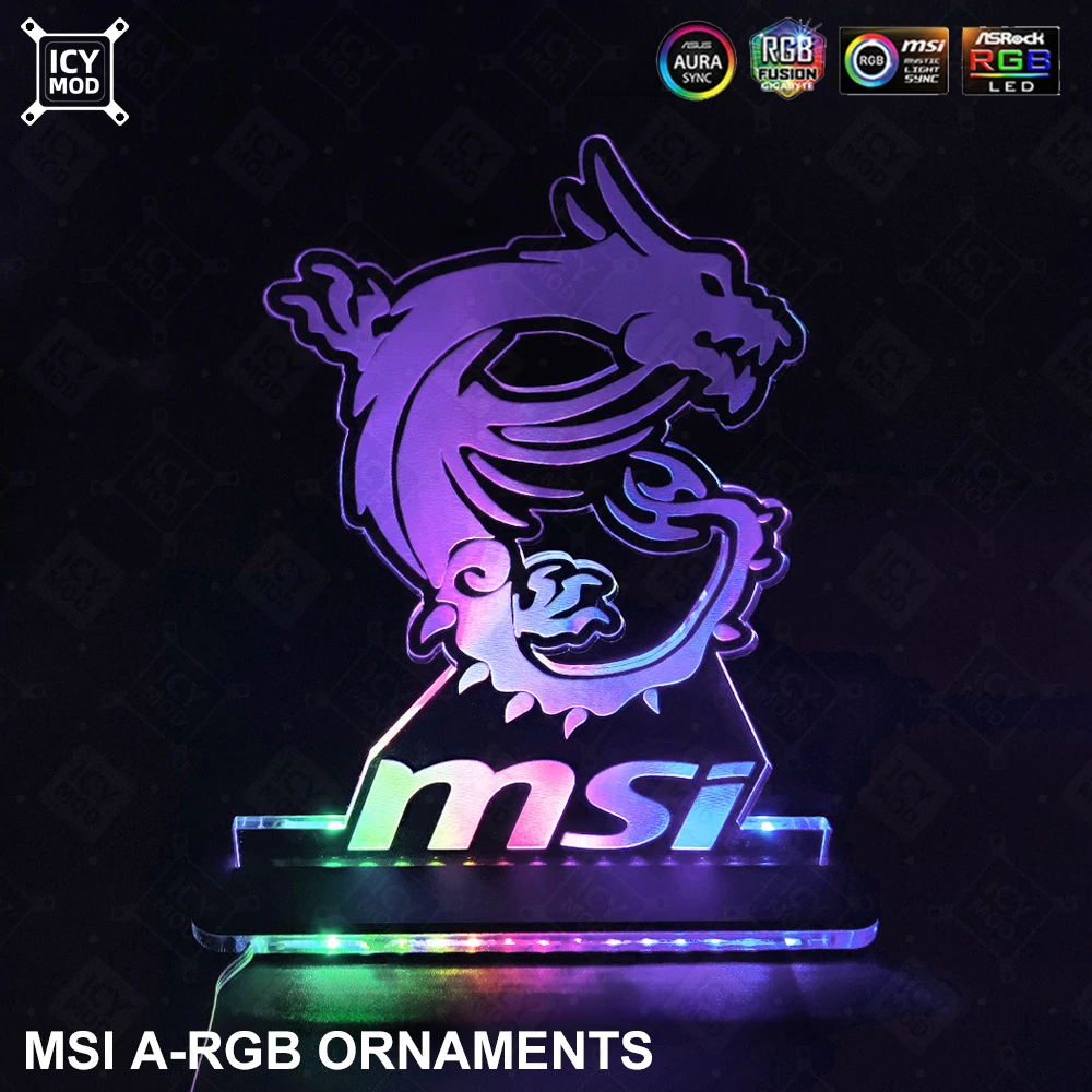 Msi Gaming Figura A-rgb Arco-íris Led Acrílico Painel de Iluminação 5v3pin Místico Iluminação pc Água Refrigerar Mod Crença Dragão Decoração