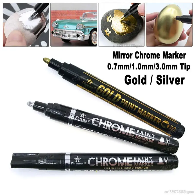 Gold Paint Pens For Plastic Models High Gloss Liquid Mirror Chrome