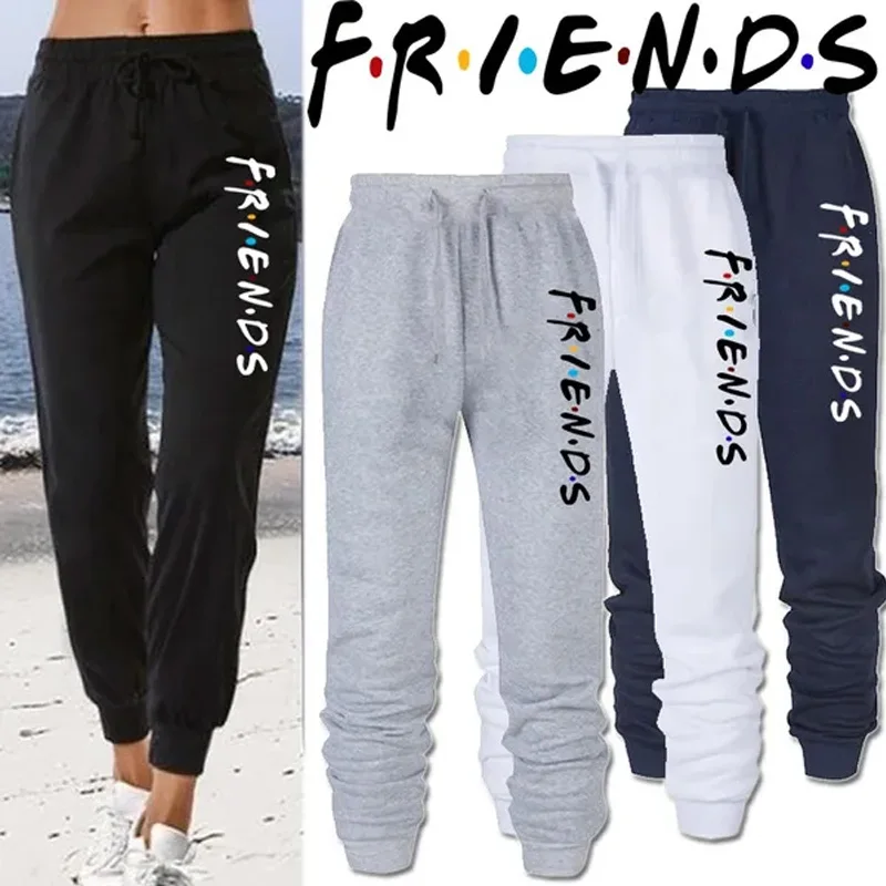 

Women Letter Friends Print Long Pants Autumn and Winter Casual Sweatpants Solid Color Bottoms Jogging Fitness Sports Trousers