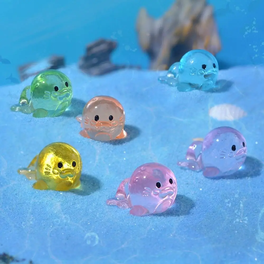 

Cute transparent little sea lion micro landscape resin ornament Cartoon seal fish tank aquarium accessory