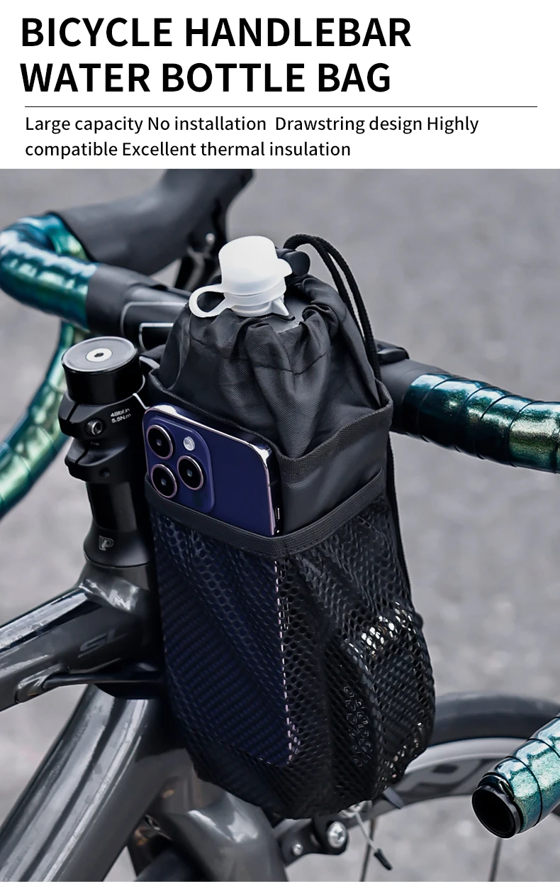 Description Picture 2 of itemESLNF Bike Bottle Holder Cycling Water Bottle Carrier Pouch Insulated Kettle MTB Road Bicycle Handlebar Bag Accessories