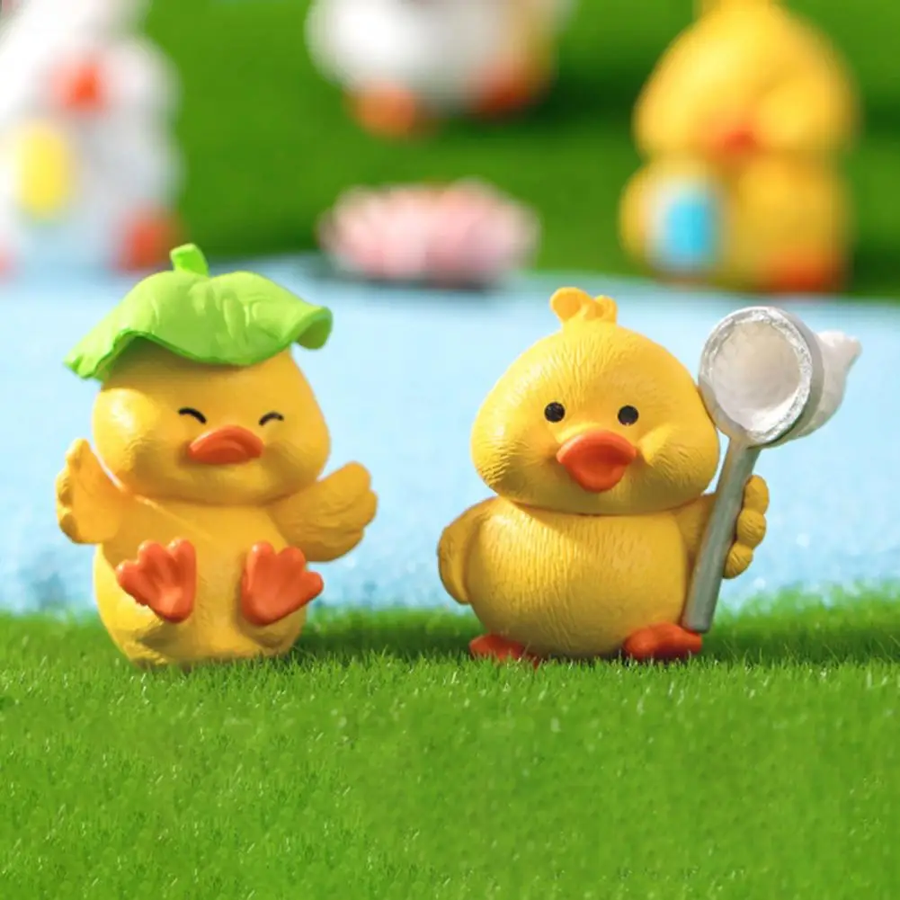 

Small Yellow Duck for Garden Cute Cartoon Duck Figurines Mini Gardening Art Dolls for Micro Landscape Resin for Car for Room