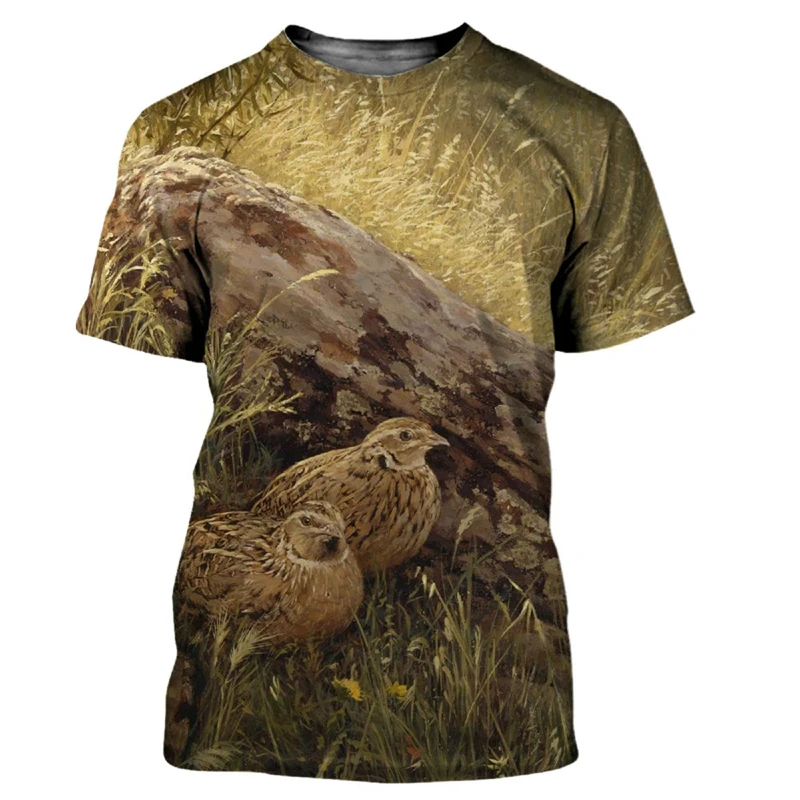 Animal Quail 3D Print T-shirt Camouflage Forest Hunting Men's O