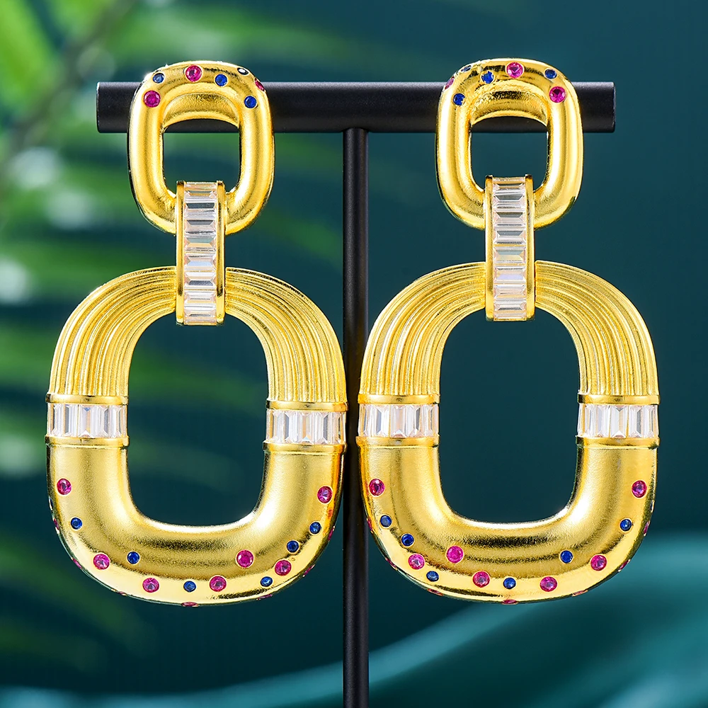 

Missvikki Luxury Vintage Square Earrings For Women Wedding Party Golden Hollow Engraving Dubai Bridal Earrings Fashion Jewelry