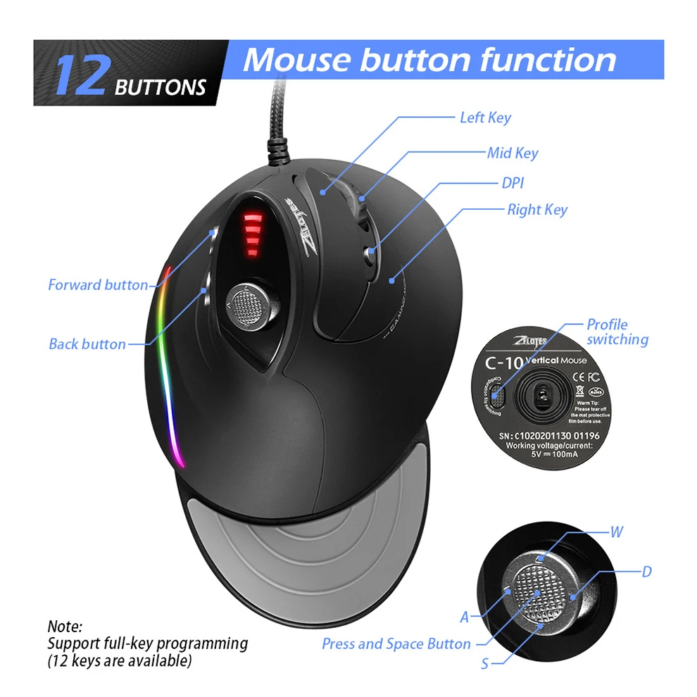 RGB Mouse para Gamer Desktop Laptop PC