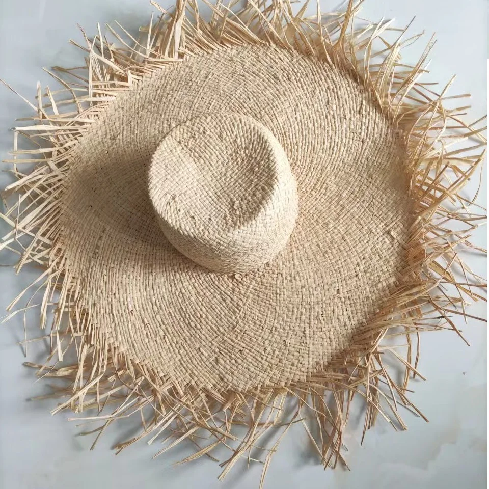 

Natural Raffia Straw Sun Hat Women Summer Large Jazz Straw Hat Wide Brim Floppy Beach Sun Hats Hand Weaving Fashion Panama Caps