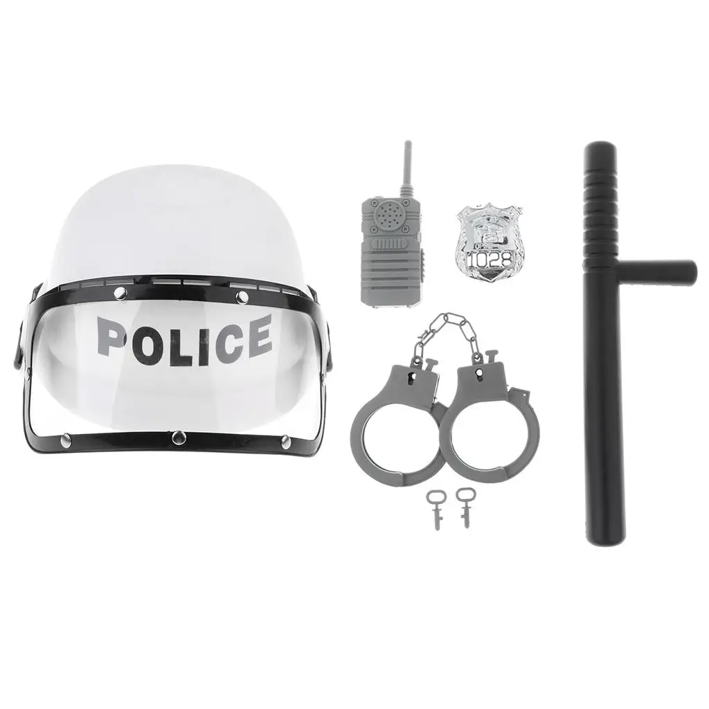 Toys-Kids Dress Up Role play set Riot Cop Helmet Badge spontoon Cuffs and Costume Set 5Pcs/set princess pretend toys
