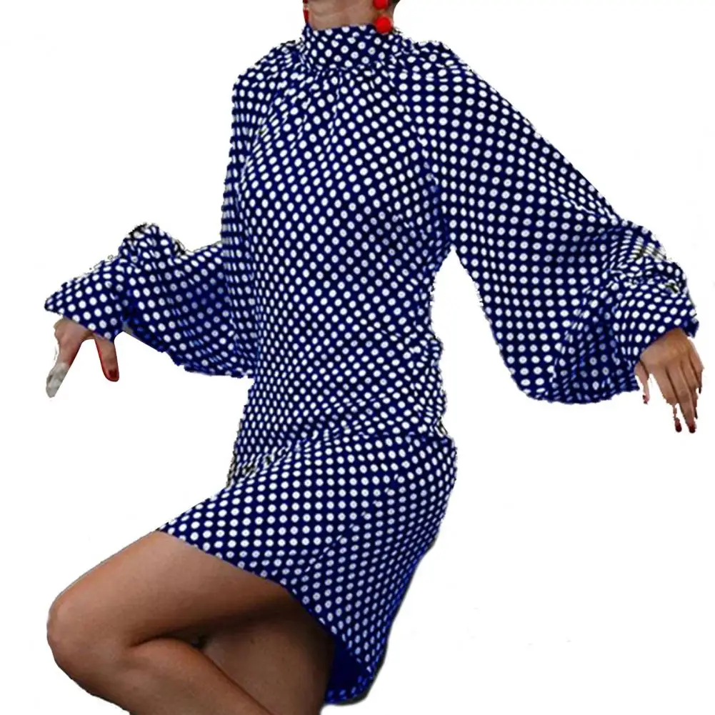 

Женское платье в горошек, с коротким рукавом-фонариком