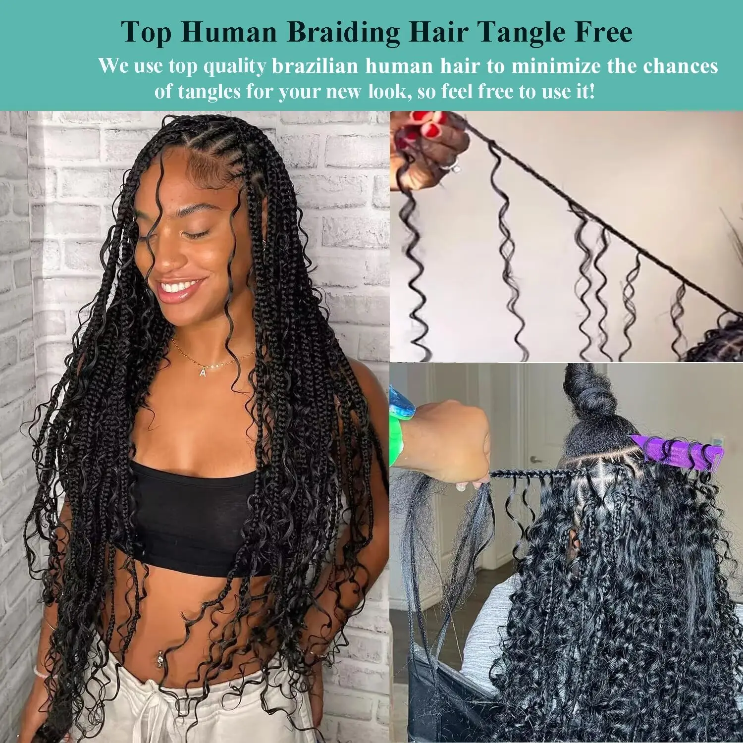 110g Deep Wave Bulk Human Hair for Braiding Knotless 12A Unprocessed Brazilian Virgin Hair Extensions Bulk Bohemian 2 Bundles