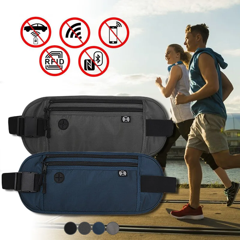 RFID-blockierende wasserdichte Sport-Reise-Telefon-Geld-Gürteltasche, Gürteltasche für Männer und Frauen, versteckte Geldbörse, Reisepass-Tasche, große Kapazität