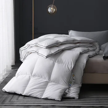 Couette de couette en duvet d'oie respirante de luxe haut de gamme - Remplissage en duvet à 95%, utilisation silencieuse et toutes saisons, King Size 1