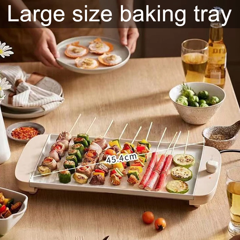 Barbecue Pan Electric Oven Household Indoor Light Smoke Multi functional Non stick Grilled skewers Machine Barbecue Pan 2