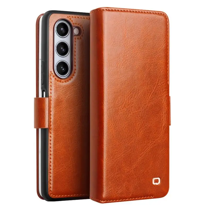 QIALINO Premium Genuine Leather Wallet Cover - Natural Cowhide Finish