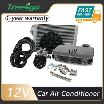 Treeligo Universal 12V Automotive Car Cooling Air Conditioner Underdash Ac Compressor Unit Kit For Car Truck Van RV Tractor Cool 1