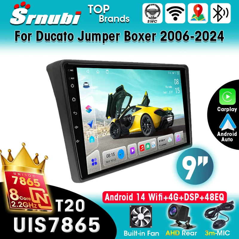 Radio para Auto con Android 14 para Fiat Ducato 3 y Peugeot Boxer 2 (2006-2022), GPS, 4G, WIFI, BT, DSP, RDS, FM, Navegación, Reproductor Multimedia de Video 1