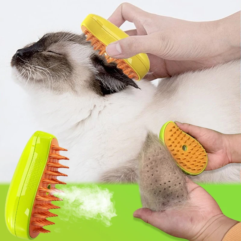

Pet Brush 3 in 1 Electric Spray Dog Cat Grooming Comb Hair Remover Puppy Steam Brush for Massage Pet Products Cat Accessories