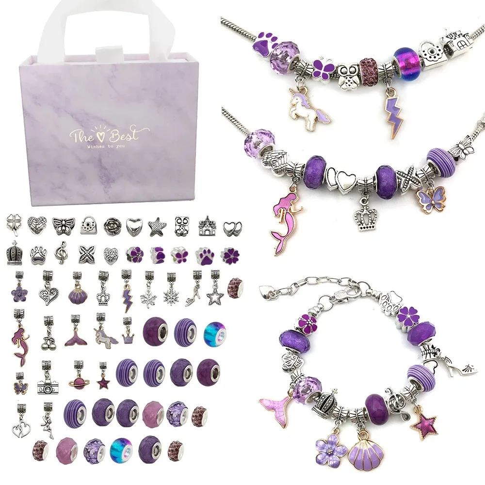 Girls DIY Bracelet Making Kit with Beads Pendant Charms Bracelets And Necklace String Jewelry Making Accessories for Creativity - 4