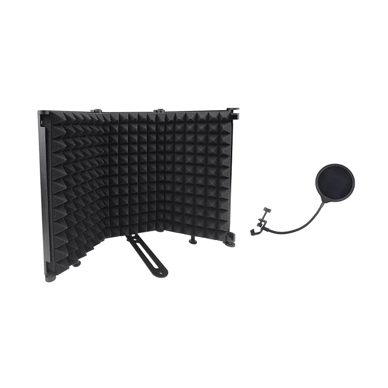 

Изоляционный щит для микрофона с сеткой для предотвращения выдувания, складная Светоотражающая панель из поглощающей пены, для синего Yeti и т. д. (3 сложения)
