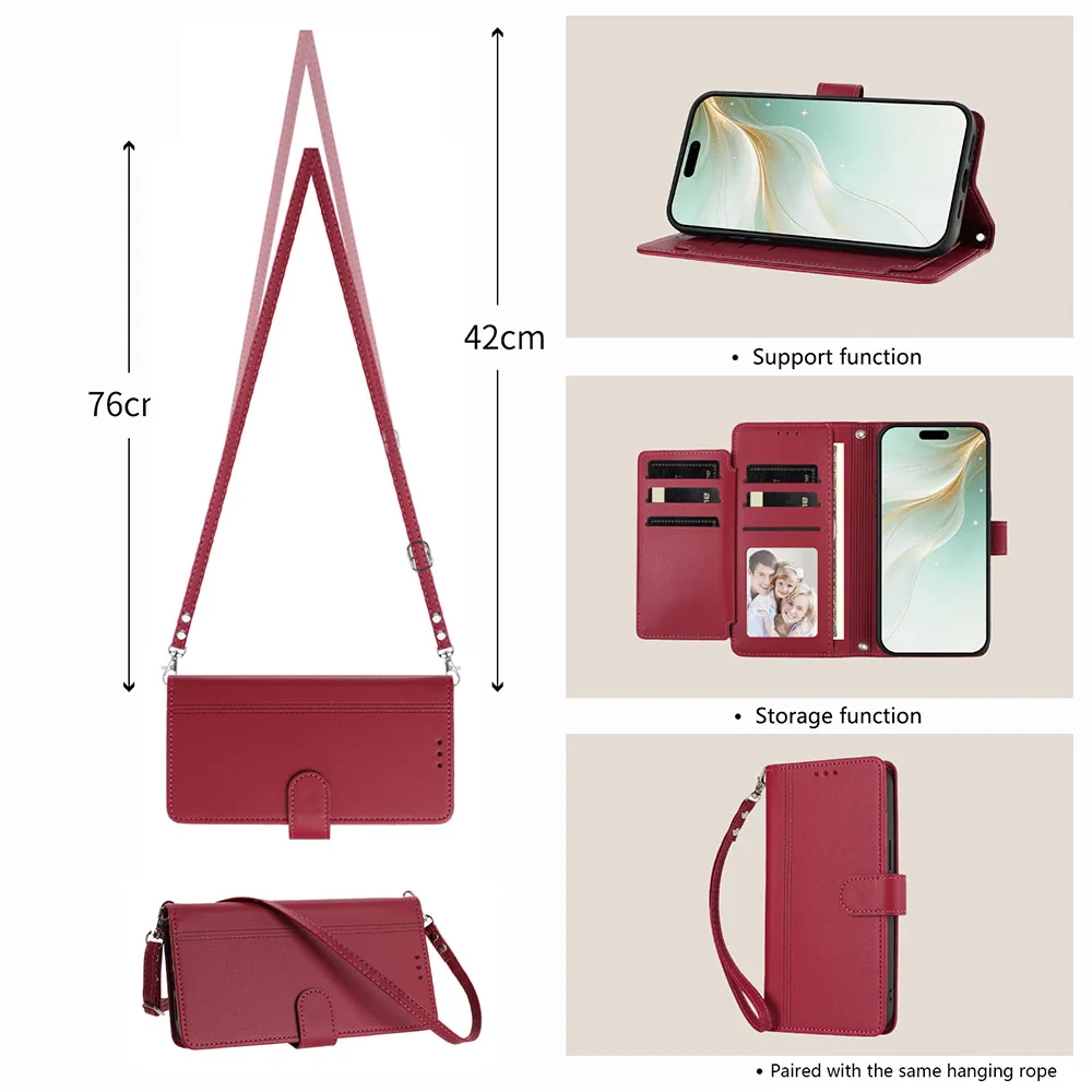 Versatile Crossbody Lanyard Wallet Phone Case with Card Slot