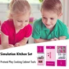 Simulation Kitchen Cabinets Set Children Pretend Play Cooking Tools Mini Tableware Sets Toys Girls Dollhouse Playset 5